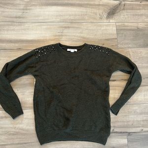 Forever 21 Sweater Small Green Metal Stud Bling